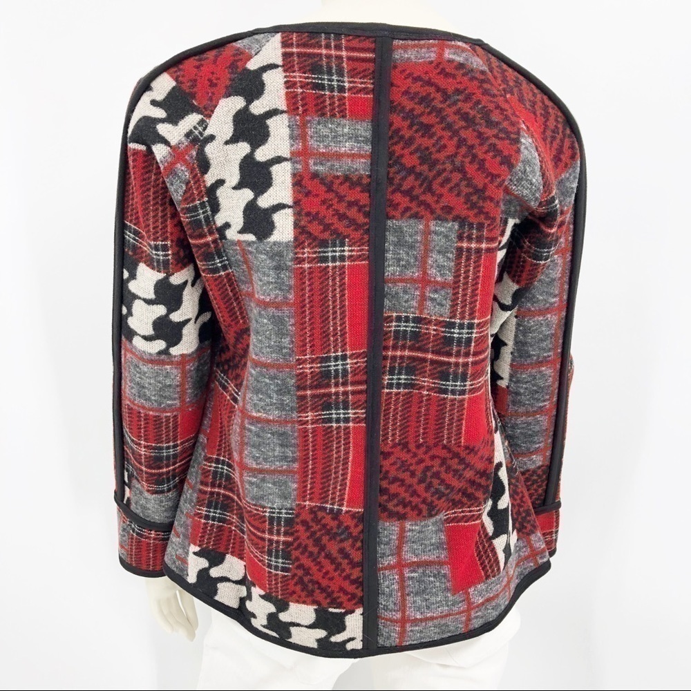 Artistic Red And Black Patchwork Blazer - image 5